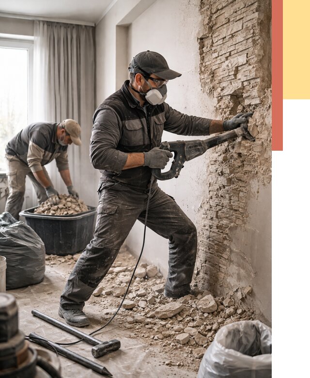 Демонтаж декоративного камня в Россоши от 1504 руб/м² — быстро и недорого | ОТДЕЛОЧНИК-Рсс