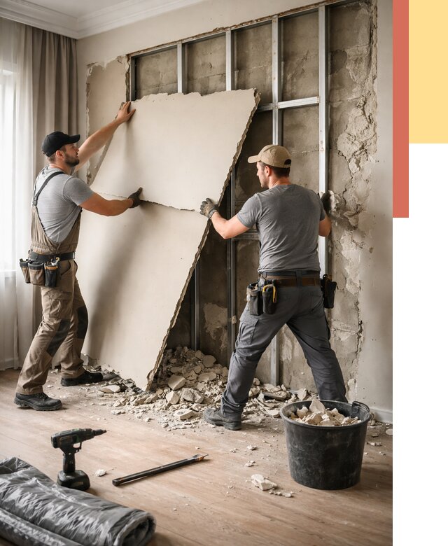 Демонтаж гипсокартона со стен в Россоши от 363 руб. — услуги демонтажа | ОТДЕЛОЧНИК-Рсс