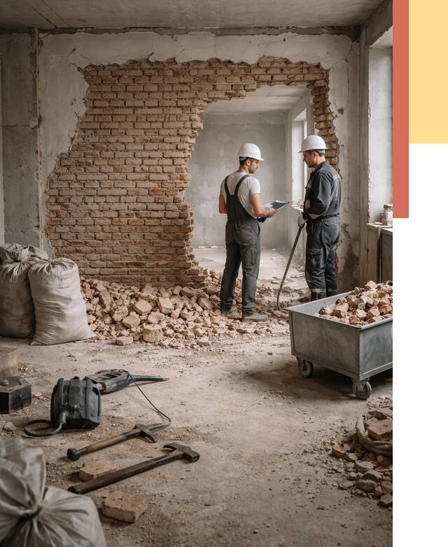 Демонтаж кирпичных стен в Россоши от 4355 руб. — быстро, недорого, под ключ | ОТДЕЛОЧНИК-Рсс