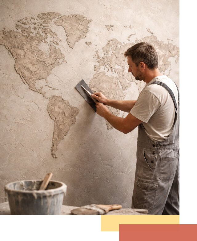 Декоративная штукатурка «Карта мира» под ключ в Россоши