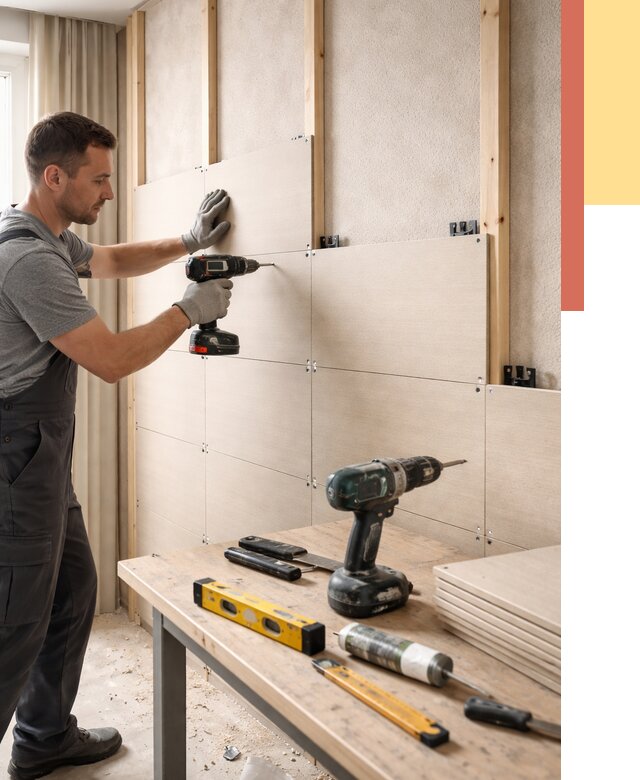 Монтаж МДФ панелей на стены в Россоши от 1296 руб. под ключ | ОТДЕЛОЧНИК-Рсс