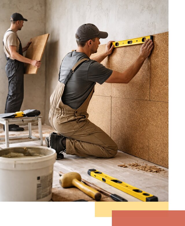 Монтаж пробковых панелей на стены в Россоши быстро и качественно