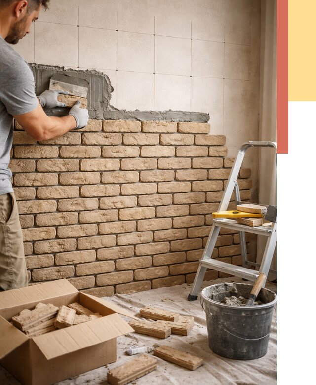 Монтаж декоративного кирпича в Россоши от 3318 руб./м² — быстро и недорого | ОТДЕЛОЧНИК-Рсс