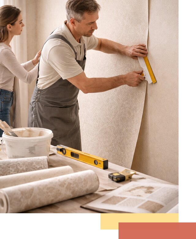 Поклейка обоев с подбором рисунка в Россоши