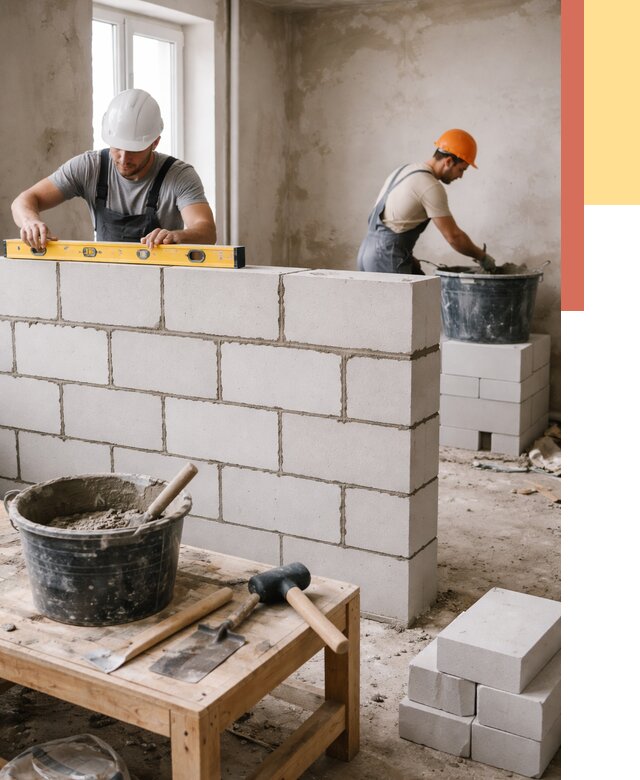 Кладка перегородок из газобетона в Россоши от 3318 руб. под ключ | ОТДЕЛОЧНИК-Рсс