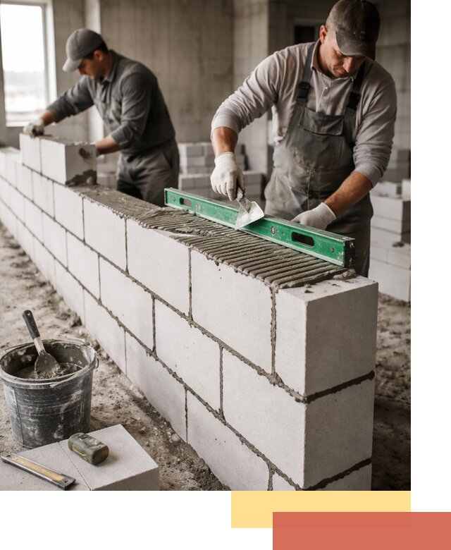 Кладка перегородок из газобетона в Россоши быстро и качественно