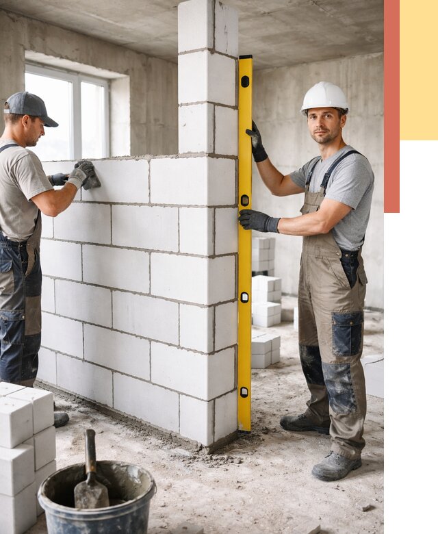 Кладка перегородок из пеноблока в Россоши от 1866 руб. под ключ | ОТДЕЛОЧНИК-Рсс