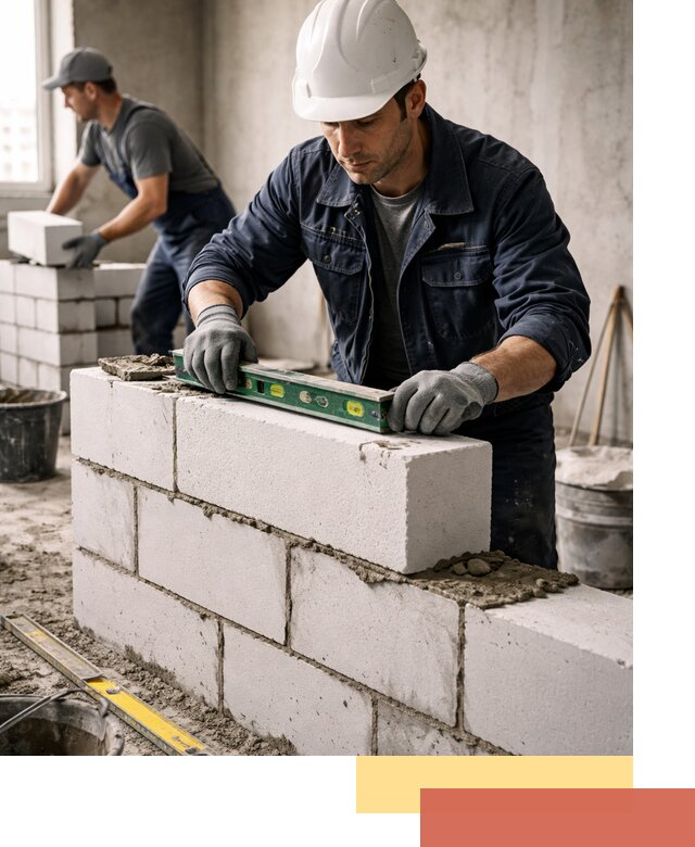 Кладка перегородок из пеноблока под ключ в Россоши