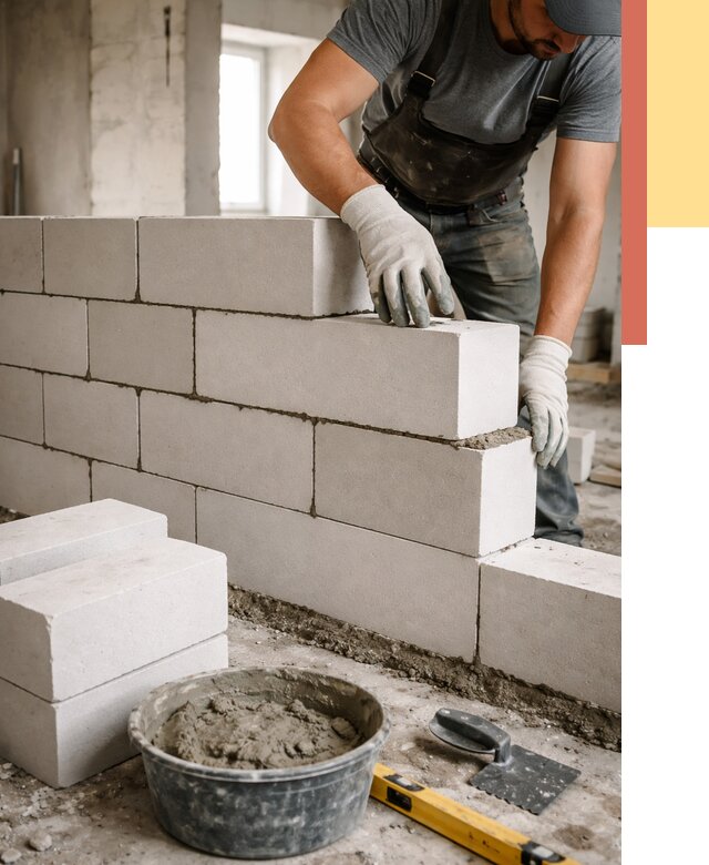 Кладка перегородок из силикатного блока в Россоши от 4148 руб. под ключ | ОТДЕЛОЧНИК-Рсс