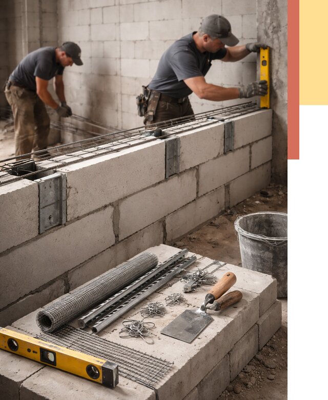 Армирование кладки перегородок в Россоши от 778 руб. под ключ | ОТДЕЛОЧНИК-Рсс