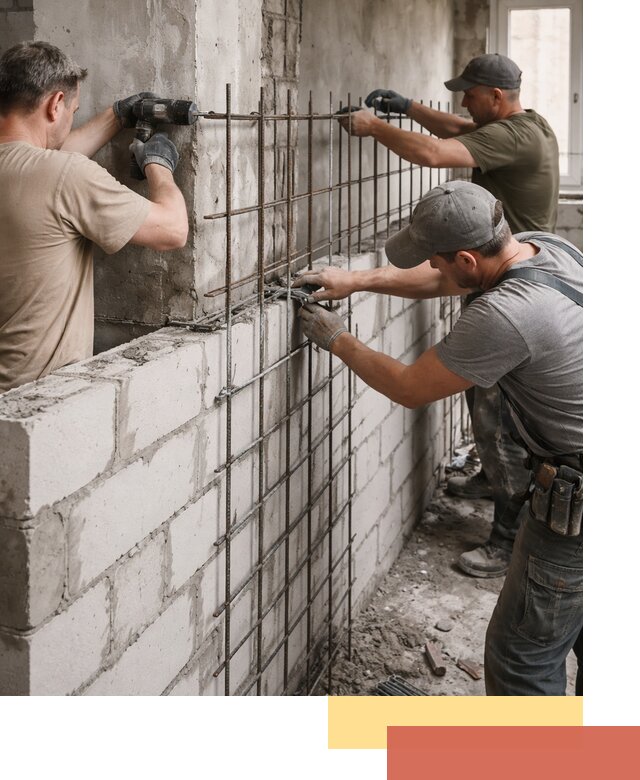 Армирование кладки перегородок в Россоши профессионально и надёжно