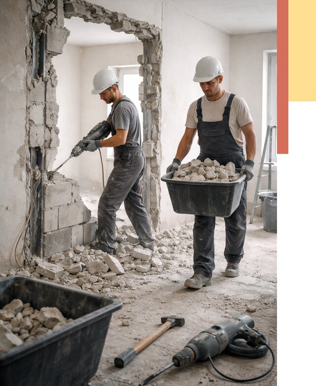 Демонтаж блоковых перегородок в Россоши от 3888 руб. — быстро и недорого | ОТДЕЛОЧНИК-Рсс