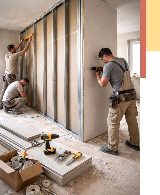 Монтаж однослойной перегородки из гипсокартона в Россоши от 674 руб. | ОТДЕЛОЧНИК-Рсс