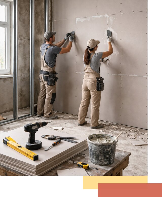 Монтаж двухслойной перегородки из гипсокартона в Россоши