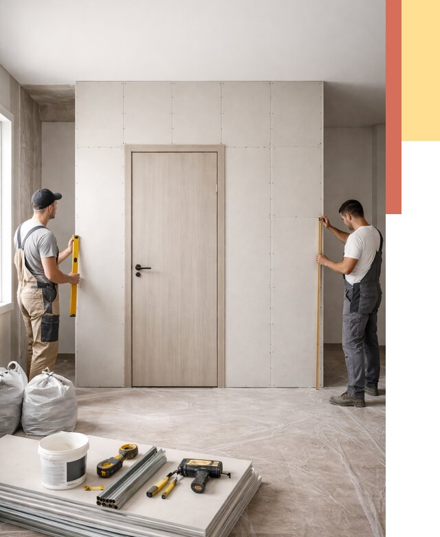 Перегородка из гипсокартона с дверью в Россоши от 4666 руб. под ключ | ОТДЕЛОЧНИК-Рсс