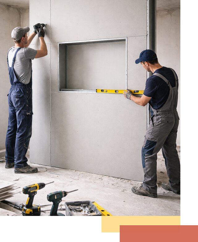 Перегородка из гипсокартона с нишей под декор в Россоши