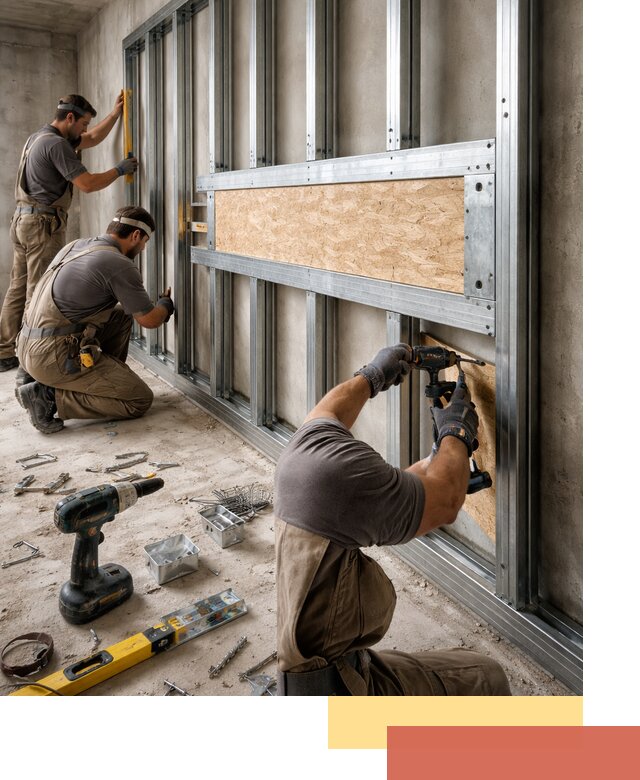 Усиленная перегородка для крепления тяжёлых конструкций в Россоши