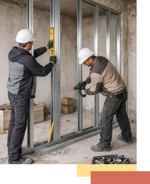 Монтаж каркаса перегородки из профиля в Россоши