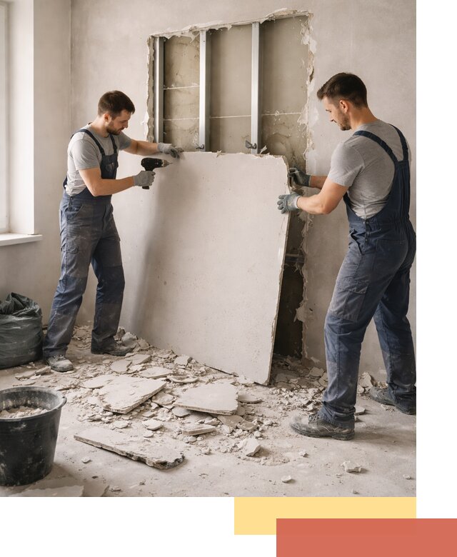 Демонтаж перегородки из гипсокартона в Россоши быстрый и аккуратный