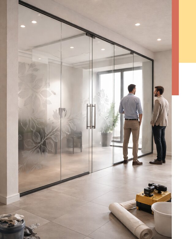 Стеклянные перегородки с рисунком в Россоши от 12961 руб. монтаж и нанесение | ОТДЕЛОЧНИК-Рсс