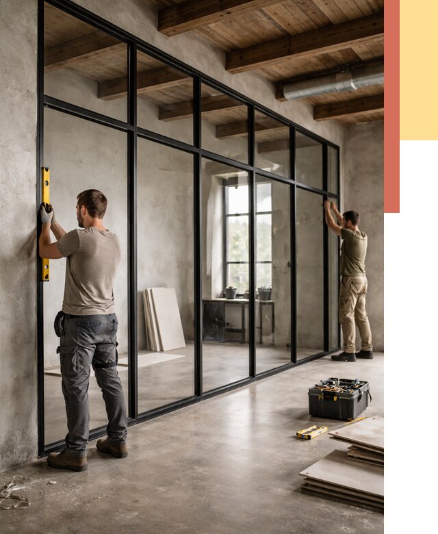 Стеклянные перегородки лофт в Россоши от 10887 руб. под ключ | ОТДЕЛОЧНИК-Рсс