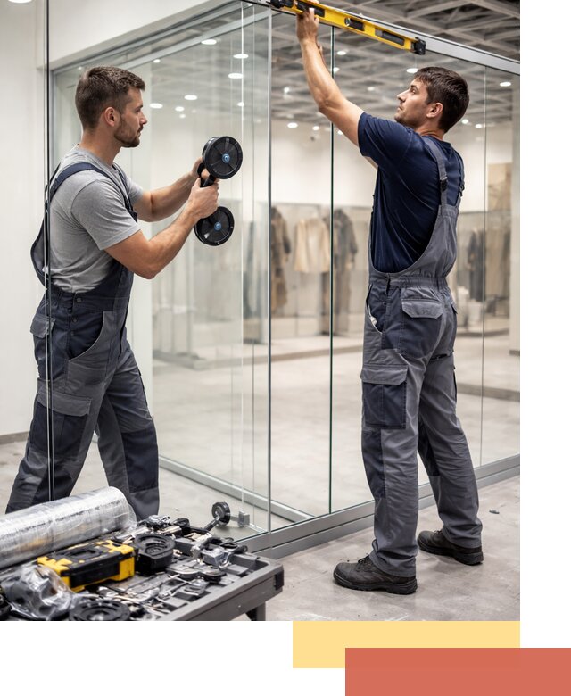 Стеклянные перегородки для магазинов в Россоши — монтаж и установка