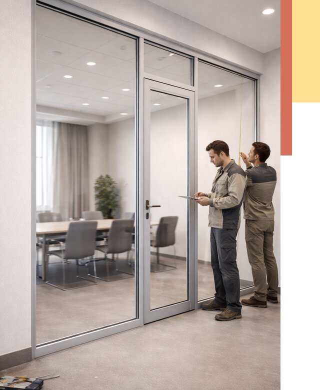 Установка и монтаж алюминиевых перегородок со стеклом в Россоши от 8503 руб. | ОТДЕЛОЧНИК-Рсс