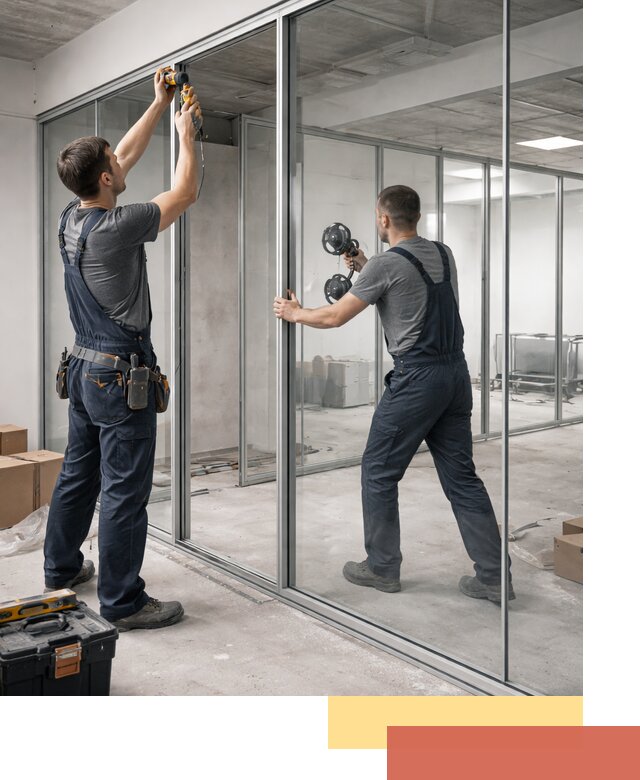 Алюминиевые перегородки со стеклом в Россоши — изготовление и монтаж