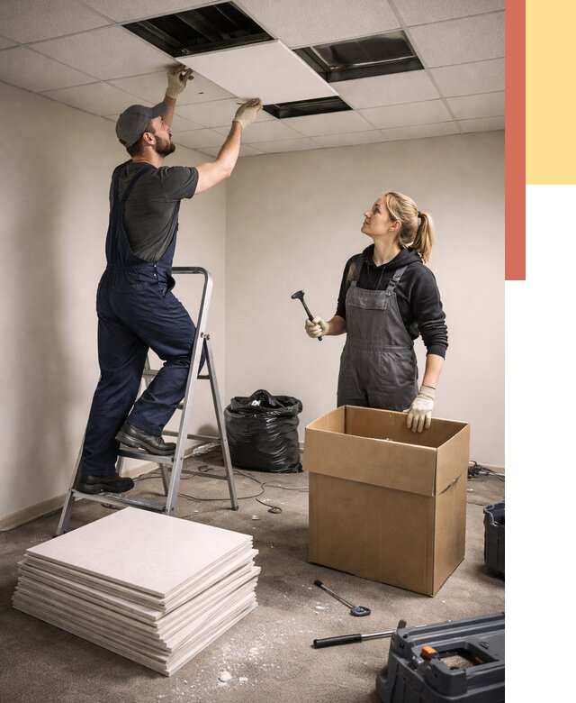 Демонтаж потолочной плитки в Россоши от 4666 руб. быстро и недорого | ОТДЕЛОЧНИК-Рсс