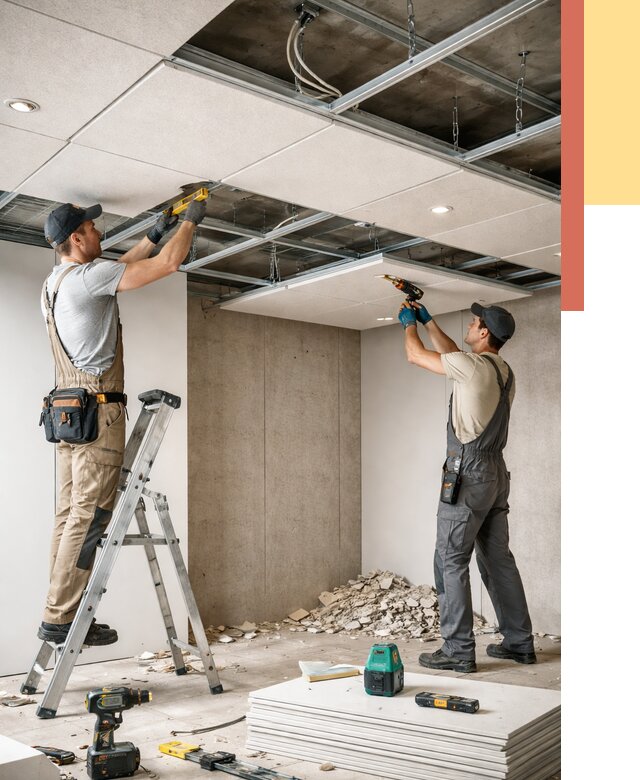 Монтаж акустического потолка в Россоши от 6740 руб/м2 — быстро и недорого | ОТДЕЛОЧНИК-Рсс