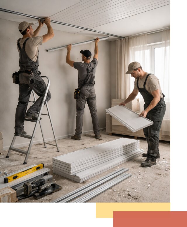 Монтаж потолка из ПВХ панелей в Россоши оперативно и качественно