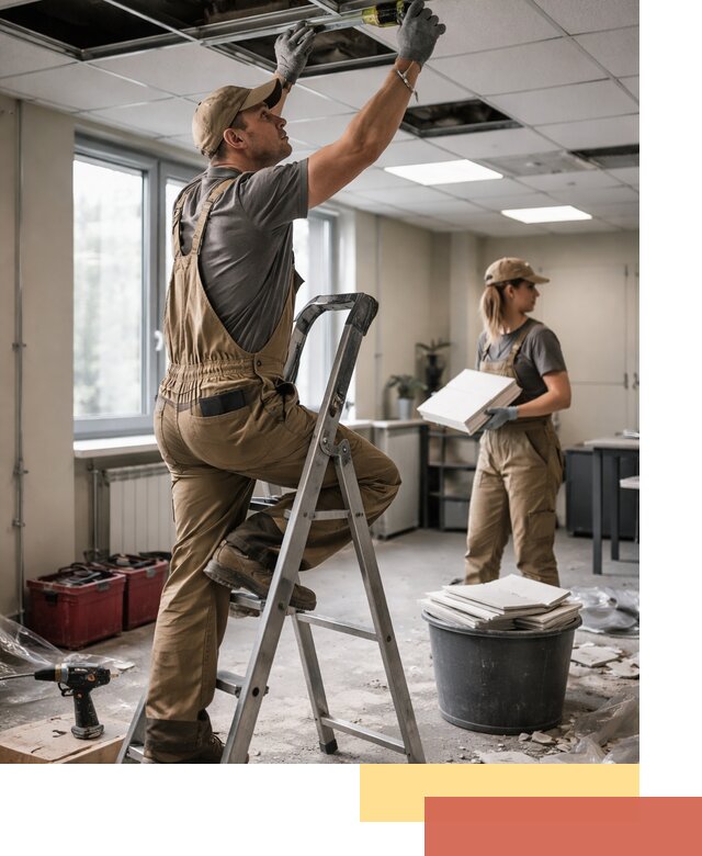 Ремонт потолка Армстронг и замена плит в Россоши