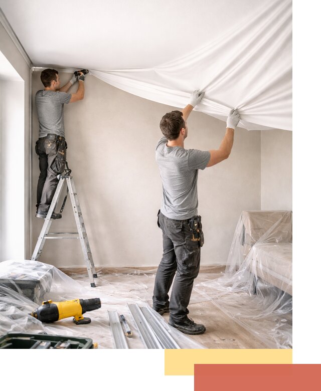 Монтаж тканевого натяжного потолка в Россоши недорого и быстро