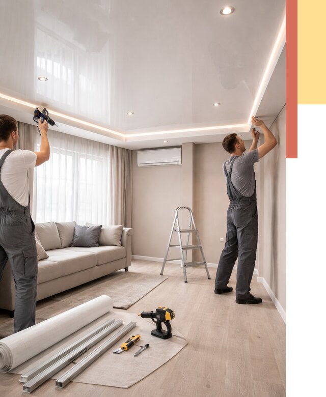 Монтаж глянцевого натяжного потолка в Россоши от 778 руб. под ключ | ОТДЕЛОЧНИК-Рсс