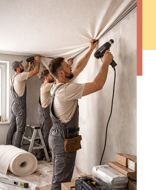 Монтаж фактурного натяжного потолка в Россоши от 778 руб. — ОТДЕЛОЧНИК-Рсс