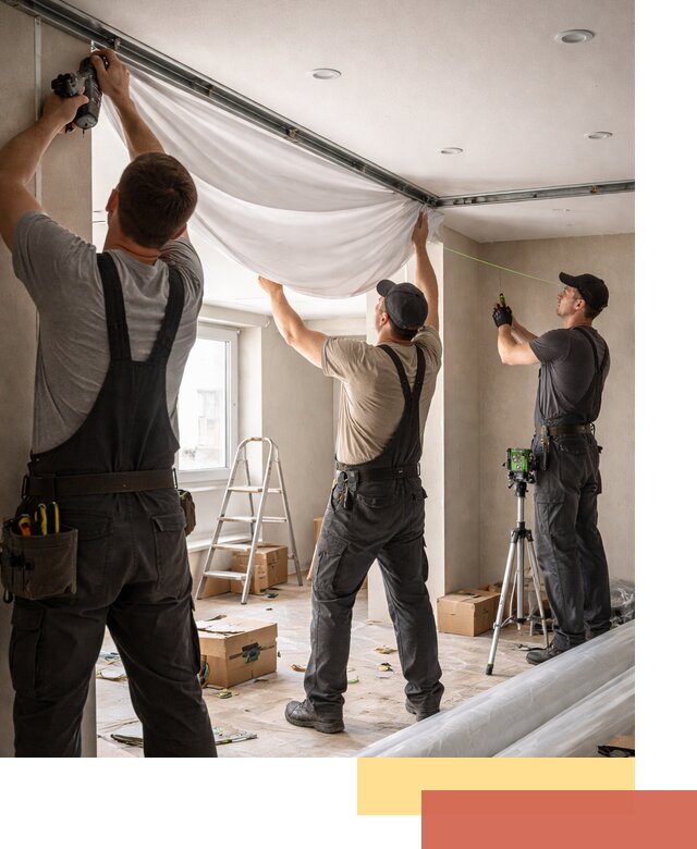 Монтаж парящего натяжного потолка под ключ в Россоши