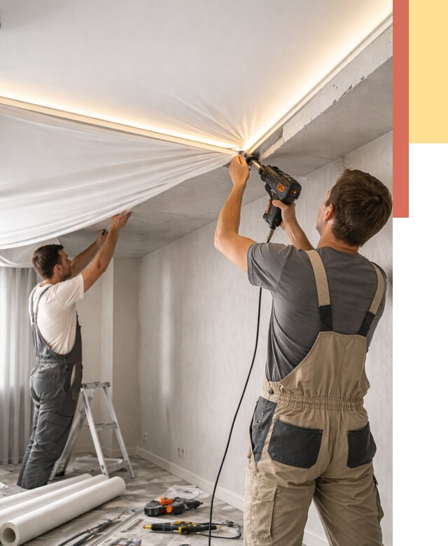 Монтаж натяжного потолка с подсветкой в Россоши от 985 руб. | ОТДЕЛОЧНИК-Рсс