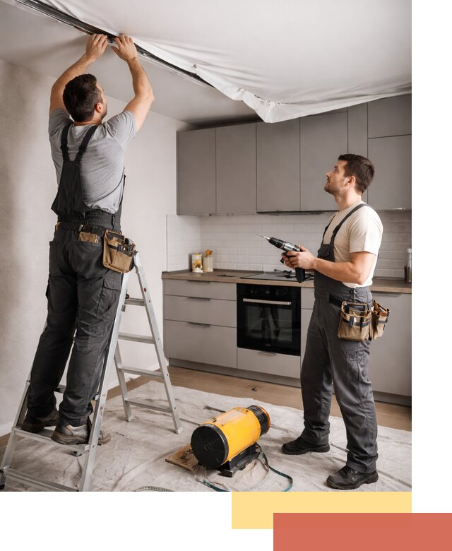 Монтаж натяжного потолка на кухне в Россоши