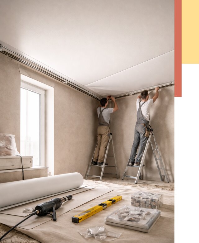 Монтаж натяжного потолка в спальне в Россоши от 3940 руб. под ключ | ОТДЕЛОЧНИК-Рсс