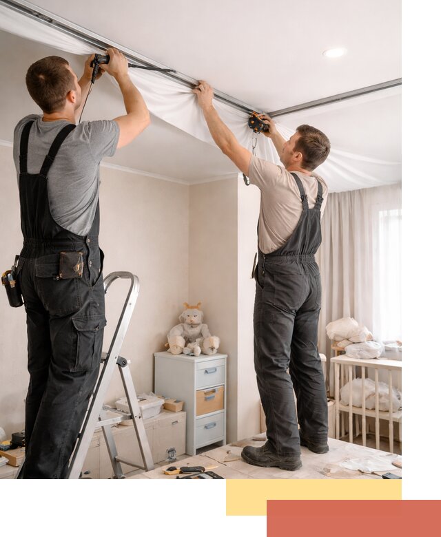 Монтаж натяжного потолка в детской комнате в Россоши