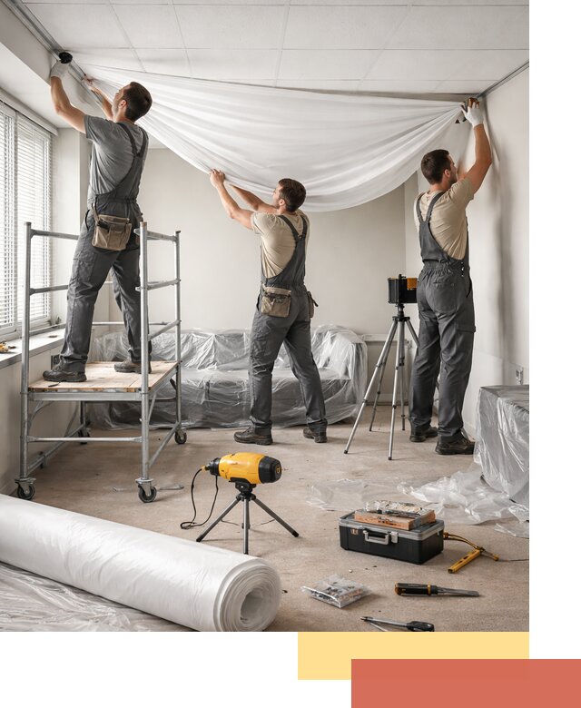 Монтаж натяжного потолка в офисе в Россоши