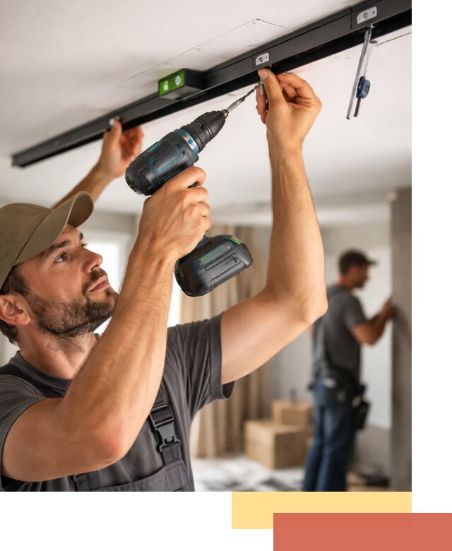 Установка трековых светильников в натяжной потолок в Россоши