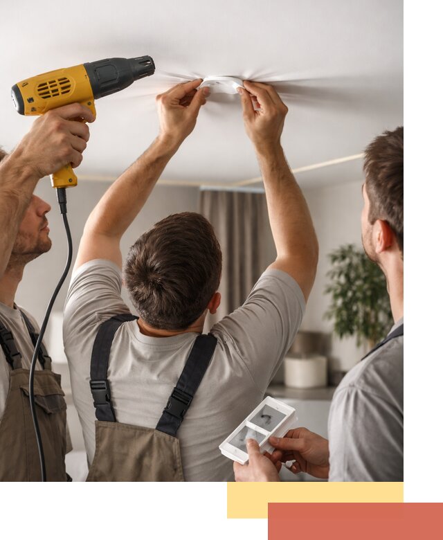 Ремонт прокола полотна натяжного потолка в Россоши