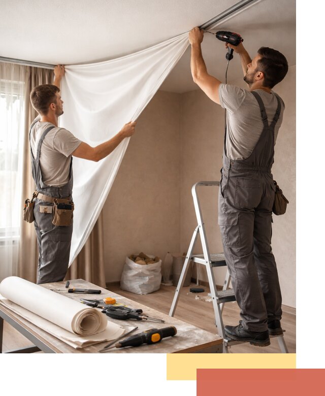 Замена полотна натяжного потолка в Россоши быстро и качественно