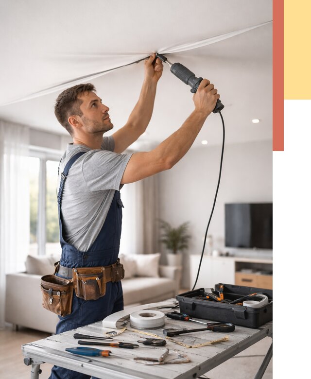 Ремонт натяжных потолков в Россоши от 9851 руб. под ключ — ОТДЕЛОЧНИК-Рсс