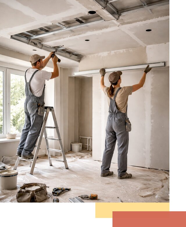 Монтаж многоуровневого потолка из гипсокартона в Россоши