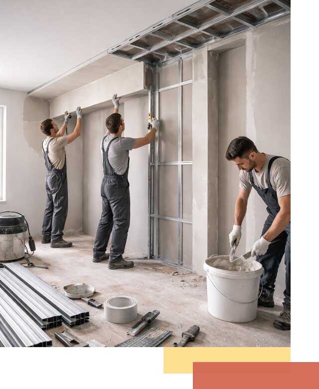 Монтаж потолка из гипсокартона с нишей в Россоши