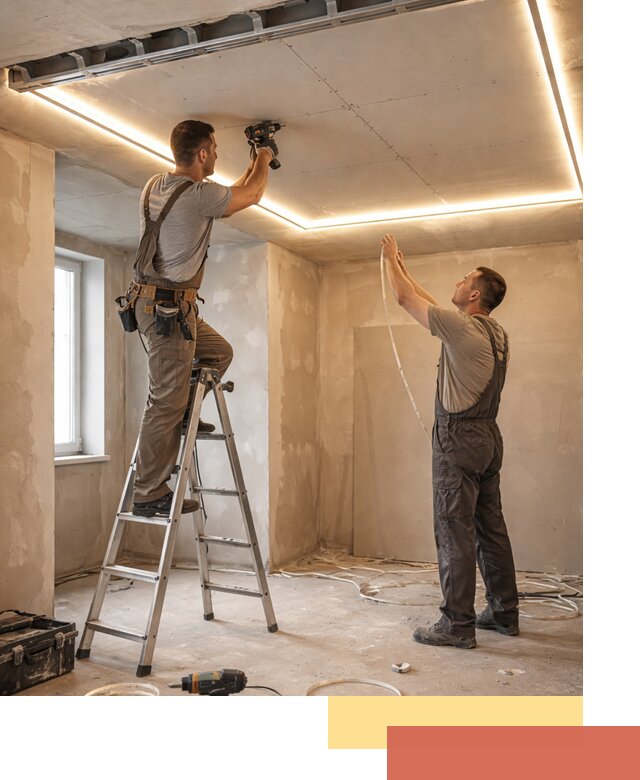 Потолок из гипсокартона с подсветкой в Россоши