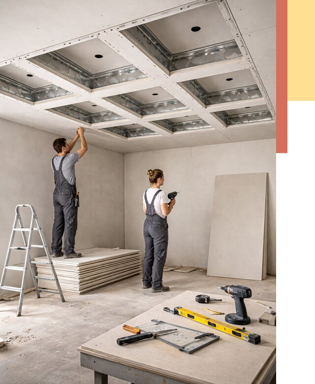 Кессонный потолок из гипсокартона в Россоши от 1918 руб. — монтаж и под ключ | ОТДЕЛОЧНИК-Рсс