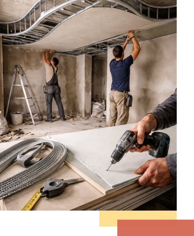 Криволинейный потолок из гипсокартона в Россоши — монтаж и отделка